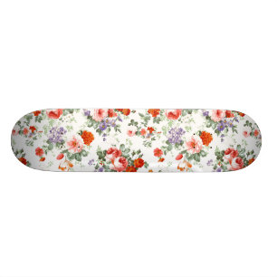 rode rozen en bloemen skateboard