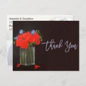 Rode rozen en een ochtendglorie Dank u toevoegen f Briefkaart (Voorkant / Achterkant)