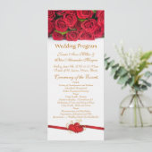 Rode rozen en het programma voor hartbruiloft (Staand voorkant)