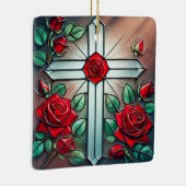Rode Rozen en Kruis Ornament Suncatcher (Rechts)