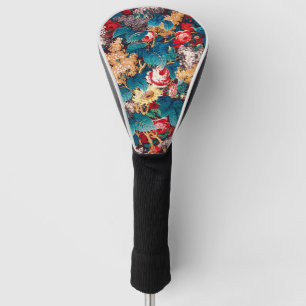  rode rozen en lila bloemmotief golfheadcover