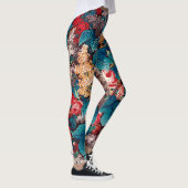 rode rozen en lila bloemmotief leggings (Rechts)