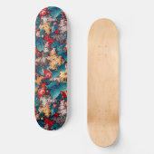  rode rozen en lila bloemmotief skateboard (Voorkant)