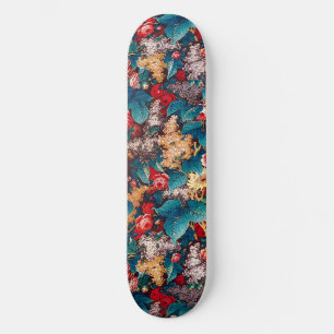  rode rozen en lila bloemmotief skateboard