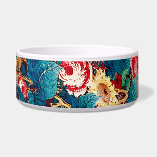 rode rozen en lila bloemmotief voerbakje