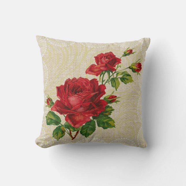 Rode rozen en paling  kussen (Voorkant)