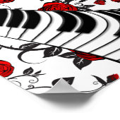Rode rozen en pianosleutels, oogvangst! poster (Hoek)