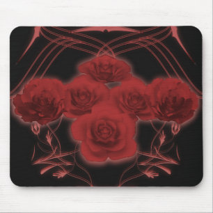 Rode rozen en tribale patronen - Mousepad Muismat