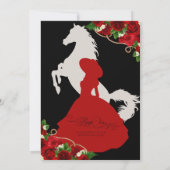 Rode rozen en zwarte Mariachi/Charro Quinceanera Kaart (Achterkant)