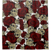 Rode rozen en zwarte rozen douchegordijn (Voorkant)
