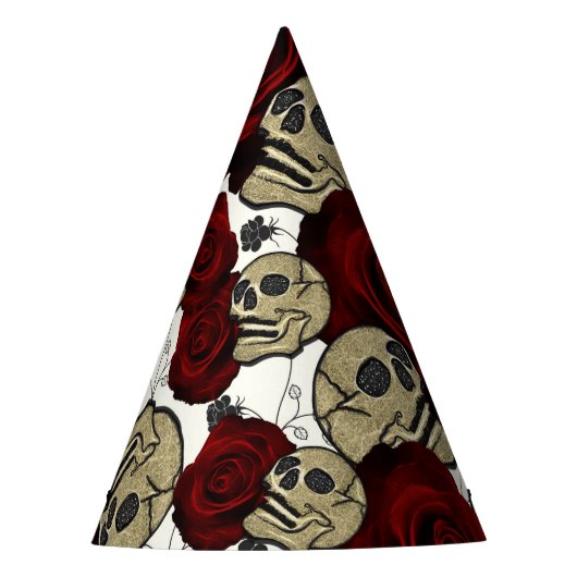 Rode rozen en zwarte rozen feesthoedjes (Voorkant)