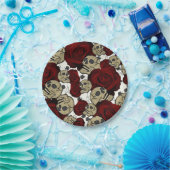 Rode rozen en zwarte rozen papieren bordje (Feest)