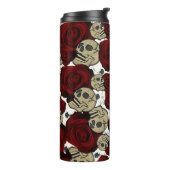 Rode rozen en zwarte rozen thermosbeker (Gedraaid links)