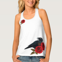Rode rozen en zwarte Tanktop