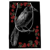 Rode rozen en zwarte vogels The Raven Medium Cadeauzakje (Voorkant)