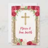 Rode Rozen Fiesta Verjaardag en Doop voor tweeling Kaart (Achterkant)