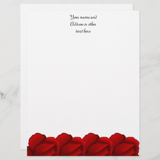 rode rozen gepersonaliseerd gepersonaliseerd briefhoofd (Voorkant / Achterkant)