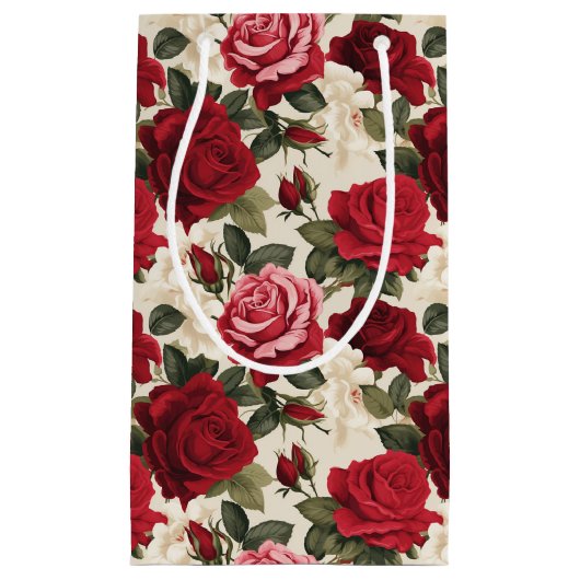 Rode Rozen Gift Bag Klein Cadeauzakje (Voorkant)