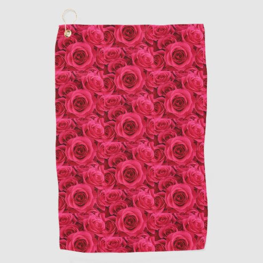 Rode rozen golfhanddoek (Voorkant)