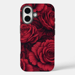Rode Rozen Gothic Bloemmotief iPhone 16 hoesje