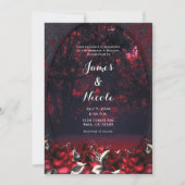 Rode Rozen Gothic Wedding Invitation Kaart (Voorkant)