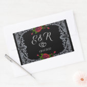 Rode Rozen Gotische Bruiloft Rechthoekige Sticker (Envelop)