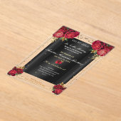 Rode Rozen, Goud, & Zwarte Quinceañera Acryl Uitnodigingen (Laagn)