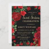 Rode Rozen Grens Bloem Sweet Sixteen Kaart (Voorkant)