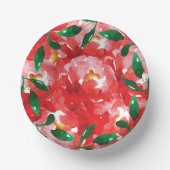 Rode Rozen Groene Bladeren Papieren Kommen (Voorkant)