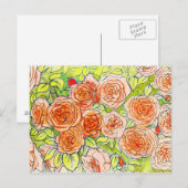 Rode rozen, groene bladeren Roos tuinschets Briefkaart (Voorkant / Achterkant)