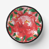 Rode Rozen Groene Bloemstuk Papieren Kommen (Voorkant)