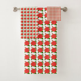 Rode Rozen Handdoek Set