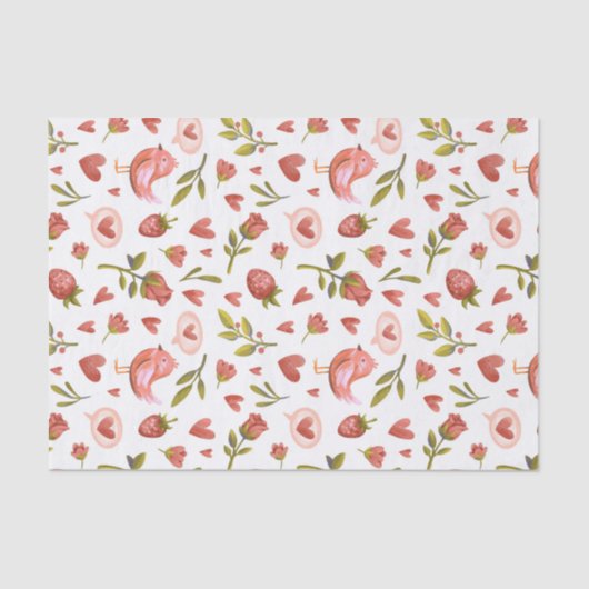 Rode Rozen Hart Patroon Zoete Valentijnsdag Tissuepapier (Voorkant)