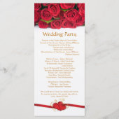 Rode rozen & harten Trouwprogramma Rack kaart (Achterkant)