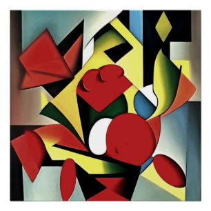 Rode rozen in een Abstracte rode bloedvaas Perfect Poster