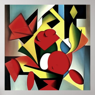 Rode rozen in een Abstracte rode bloedvaas Poster