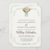 Rode Rozen in Mason Pot Rustieke Bloemen Script Ty Kaart (Voorkant / Achterkant)