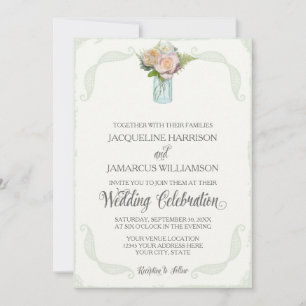 Rode Rozen in Mason Pot Rustieke Bloemen Script Ty Kaart