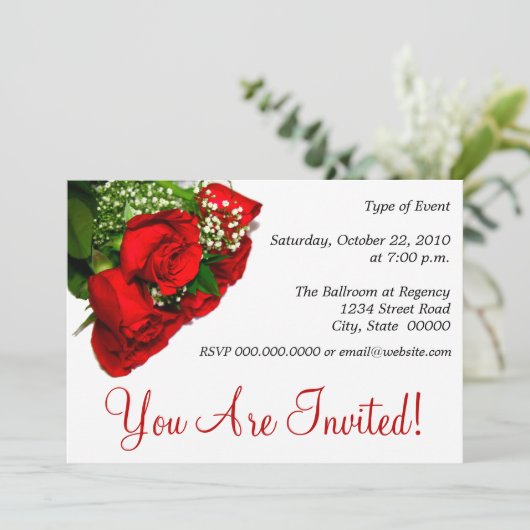 Rode rozen kaart (Staand voorkant)