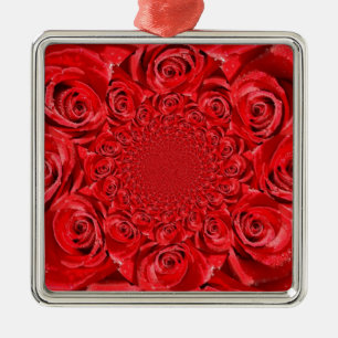 Rode Rozen Kaleidoscoop: Gelukkige Valentijnsdag K Metalen Ornament