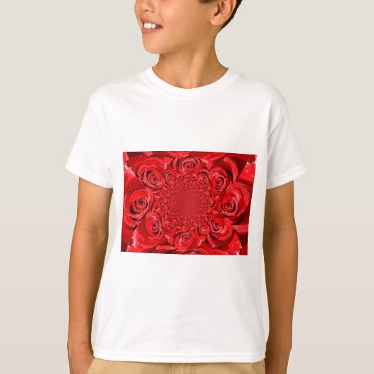 Rode Rozen Kaleidoscoop: Gelukkige Valentijnsdag K T-shirt (Voorkant)