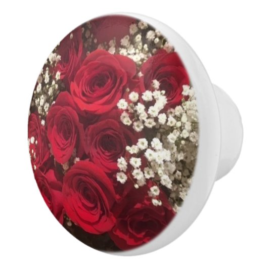 Rode Rozen Keramische Pull Knop (Rechts)