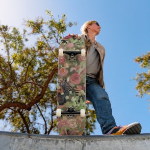 Rode rozen kunst skateboard