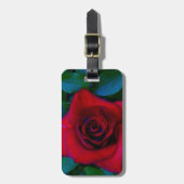 Rode rozen met blauwe tinten bagagelabel (Voorkant verticaal)