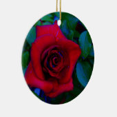 Rode rozen met blauwe tinten keramisch ornament (Rechts)