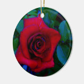 Rode rozen met blauwe tinten keramisch ornament (Links)