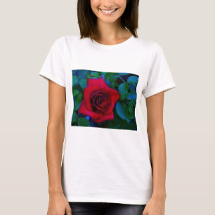 Rode rozen met blauwe tinten t-shirt