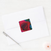 Rode rozen met blauwe tinten vierkante sticker (Envelop)