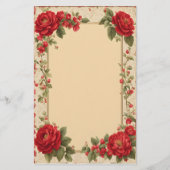  rode rozen met gouden Lijst Briefpapier (Voorkant)
