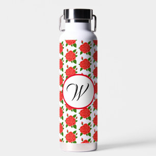 Rode rozen met knoppen Monogram Thor Geïsoleerd Waterfles